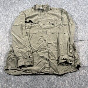 BeCool Long Sleeve Shirt Collared Beige Button Down TENCEL Double Pocket Sz S/M